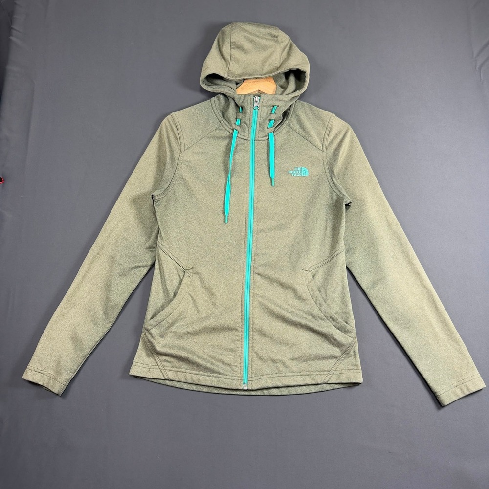 The North Face Full Zip Fleece Hoodie Women's Small Olive Green Jacket